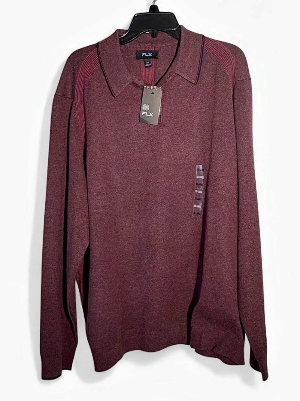 FLX Men's Polo Shirt in Burgundy Size XXL NWT